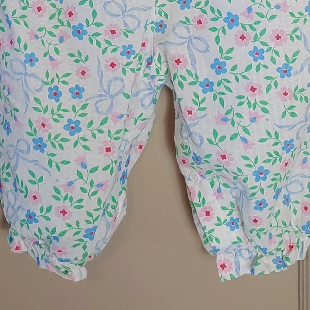 Vintage Baby One‎ Piece Overall Yoke Front Floral Print MIC MAC DISTRIBUTORS INC